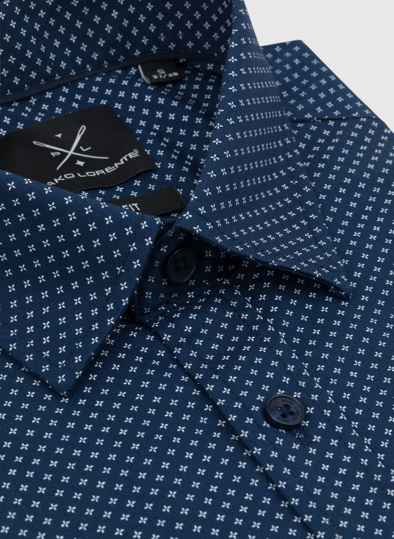 Granatowa koszula w drobny wzór 