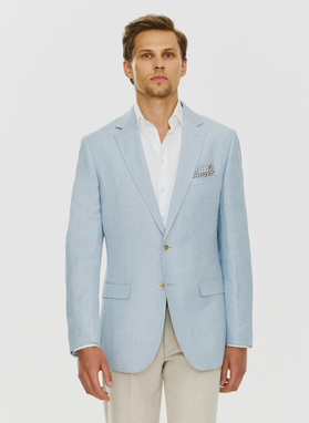 Lniana marynarka męska w kolorze niebieskim