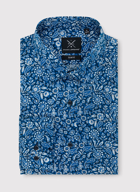 Casualowa niebieska koszula w paisley