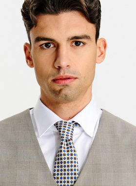 Szara dwurzędowa kamizelka w kratę