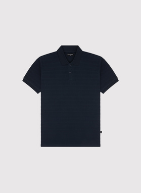 Granatowe bawełniane polo w prążki