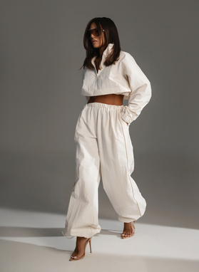 Komplet ONYX SET bluza i szerokie spodnie ecru