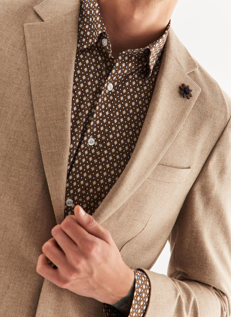 Casualowa marynarka męska w kolorze beżowym