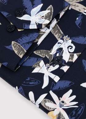 Granatowa koszula męska w kwiaty