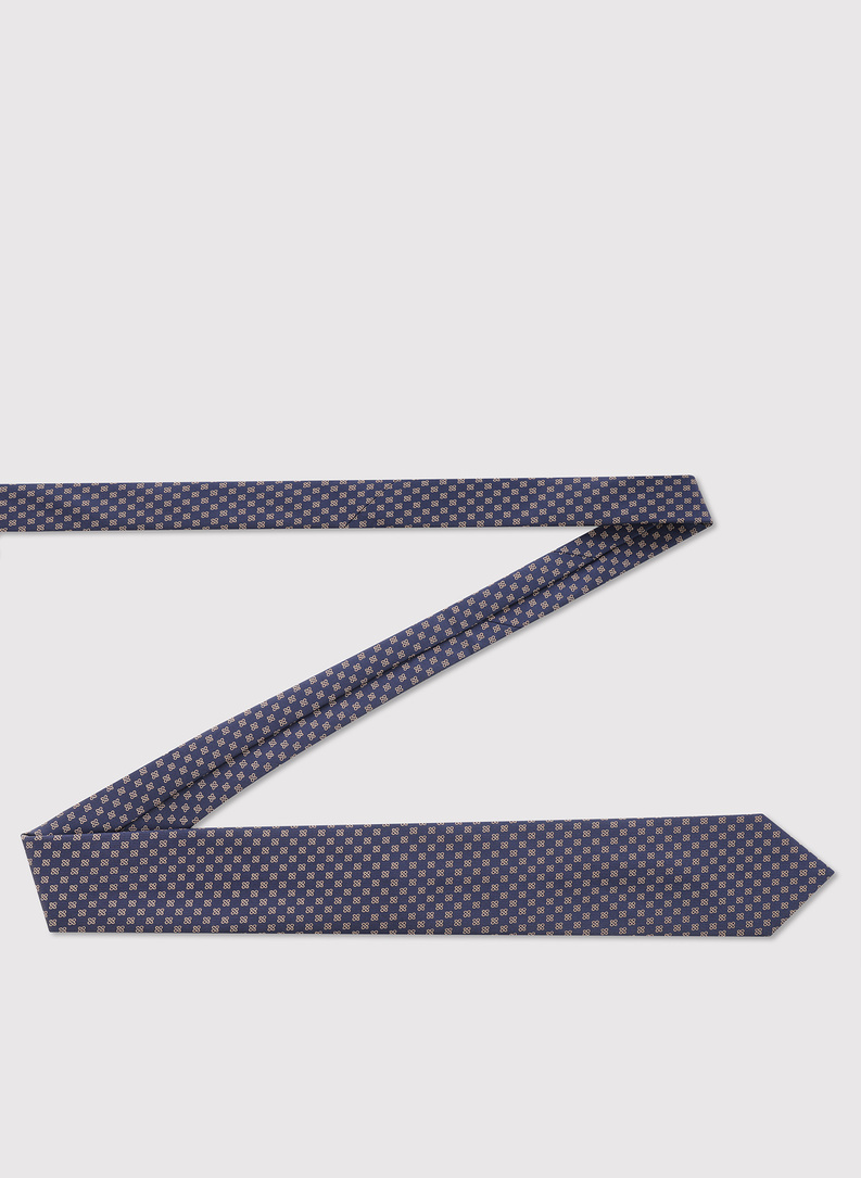 Granatowy krawat we wzór geometryczny