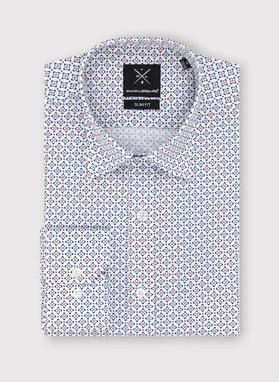 Biała koszula w niebieski mikrowzór