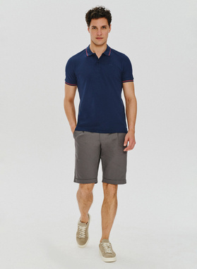 Gładki t-shirt polo w kolorze granatowym