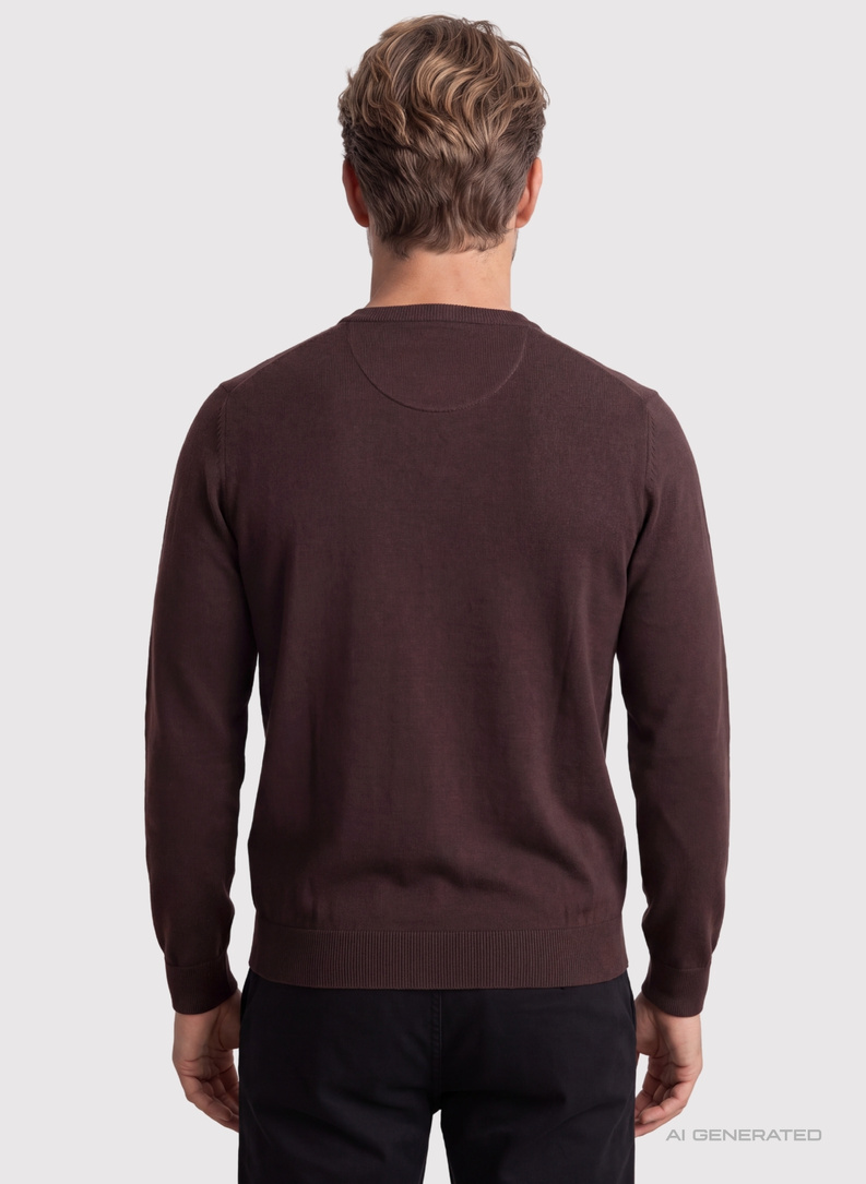 Brązowy sweter męski w serek