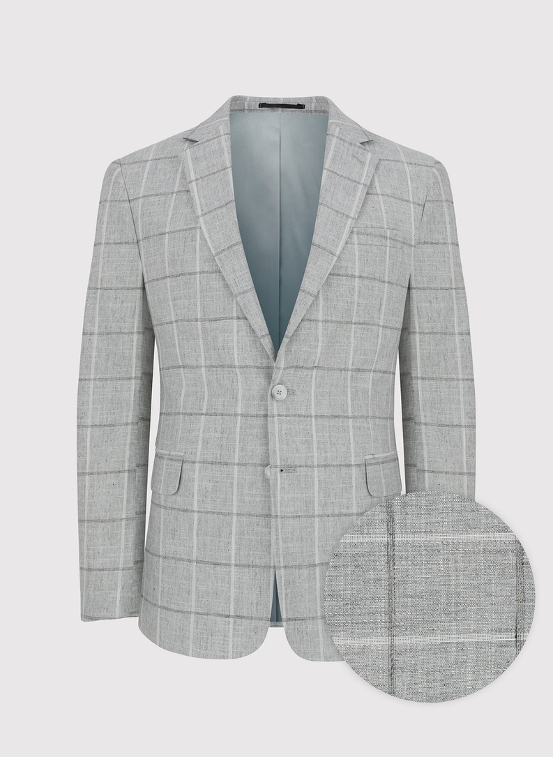 Jasnoszara marynarka męska w kratkę 