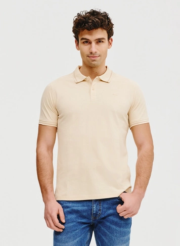 T-shirt polo w kolorze beżowym