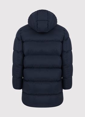 Granatowa długa pikowana kurtka