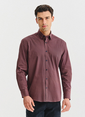 Bordowa koszula w geometryczny wzór