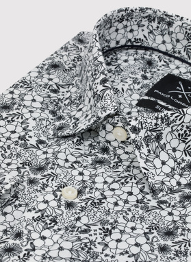 Biała koszula męska w kwiatowy deseń