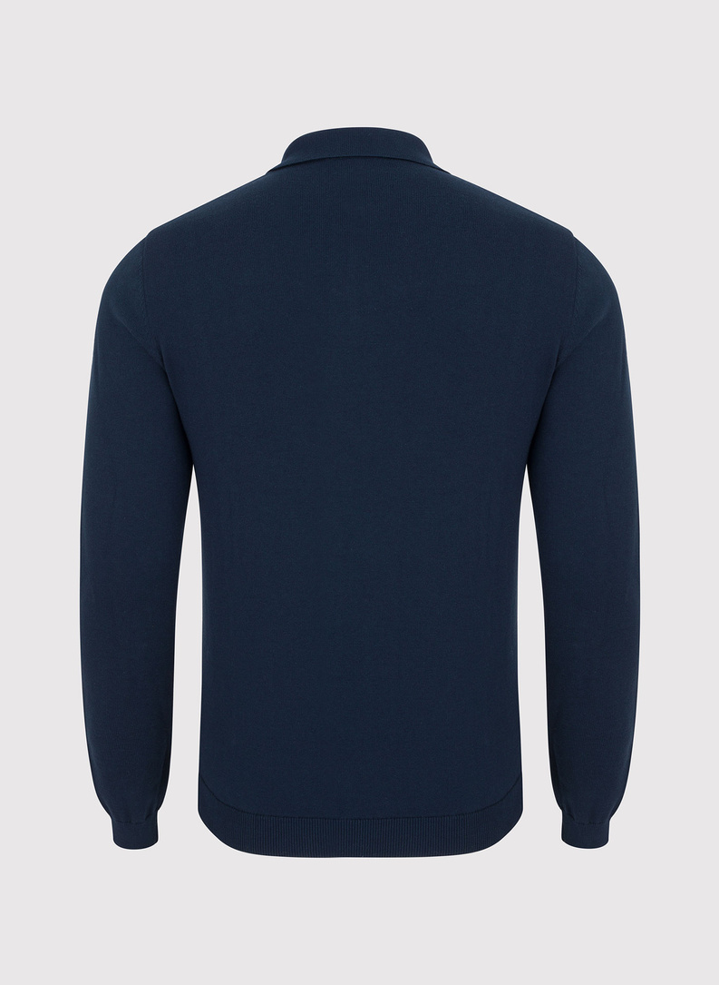 Granatowy sweter męski z kołnierzykiem