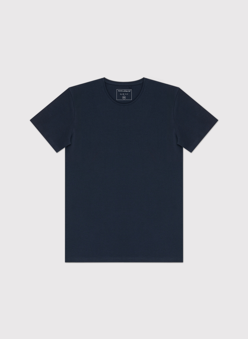 Granatowy gładki t-shirt męski