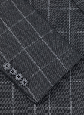 Casualowa szara marynarka w jasną kratę