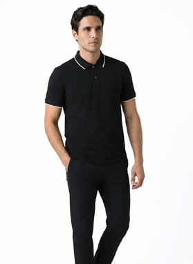Czarny t-shirt polo