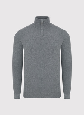 Szary sweter z wysoką stójką zapinaną na zamek