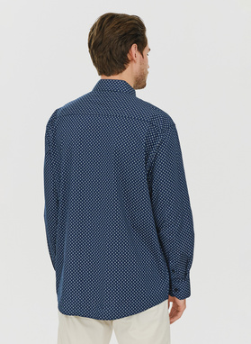 Granatowa koszula o prostym kroju we wzór paisley