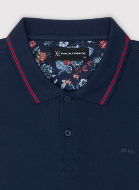 Gładki t-shirt polo w kolorze granatowym