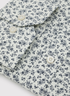 Biała koszula męska w delikatny kwiatowy wzór