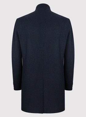 Granatowy płaszcz męski ze stójką