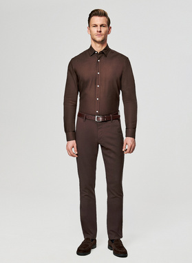 Brązowa koszula męska z bawełny