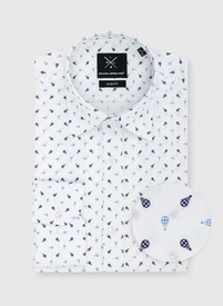 Biała koszula męska w drobny wzór