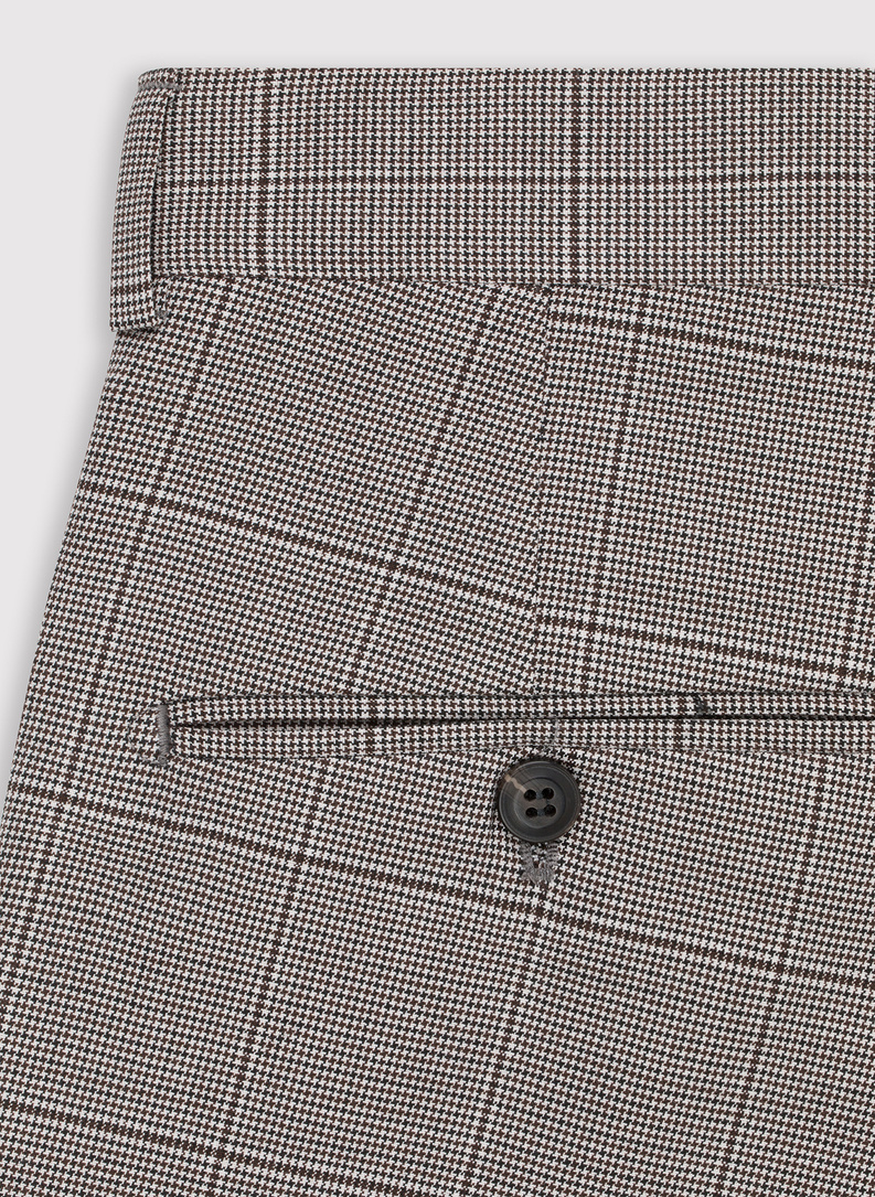 Brązowe spodnie garniturowe w kratę