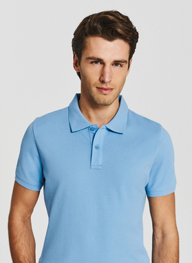 Niebieskie bawełniane polo męskie