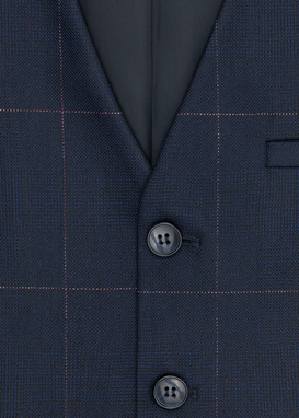 Granatowa kamizelka garniturowa w kratę Windowpane