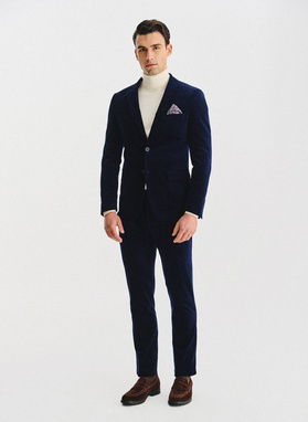 Granatowa sztruksowa marynarka męska