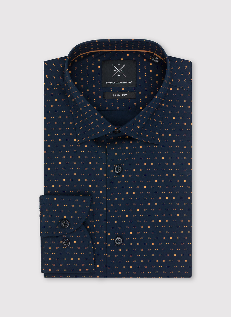 Granatowa koszula męska mikrowzór