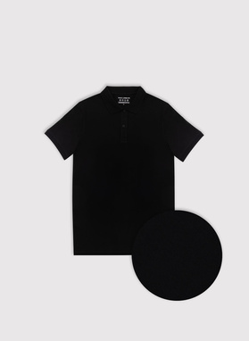Czarny t-shirt polo z bawełny