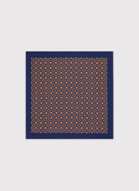 Poszetka w granatowo-pomarańczowy wzór