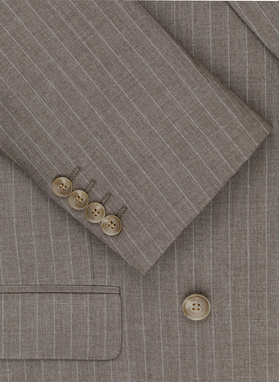 Beżowa marynarka garniturowa w prążki