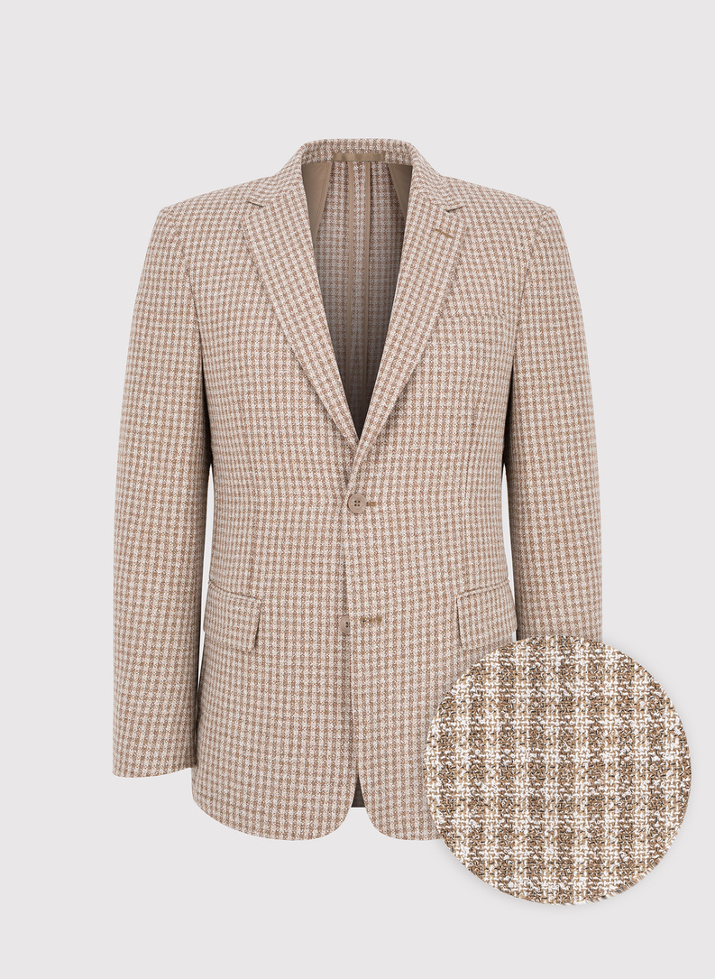 Beżowa marynarka w pepitkę