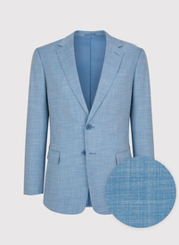 Niebieski garnitur męski o widocznej fakturze