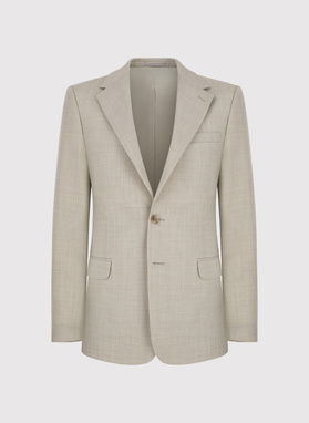 Beżowa wełniana marynarka garniturowa