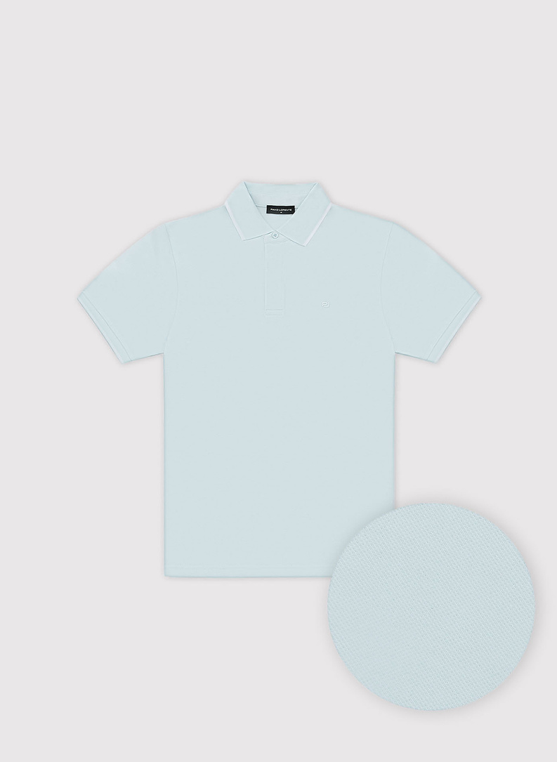 Turkusowy t-shirt polo z bawełną