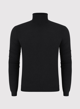 Gładki basicowy golf męski w kolorze czarnym