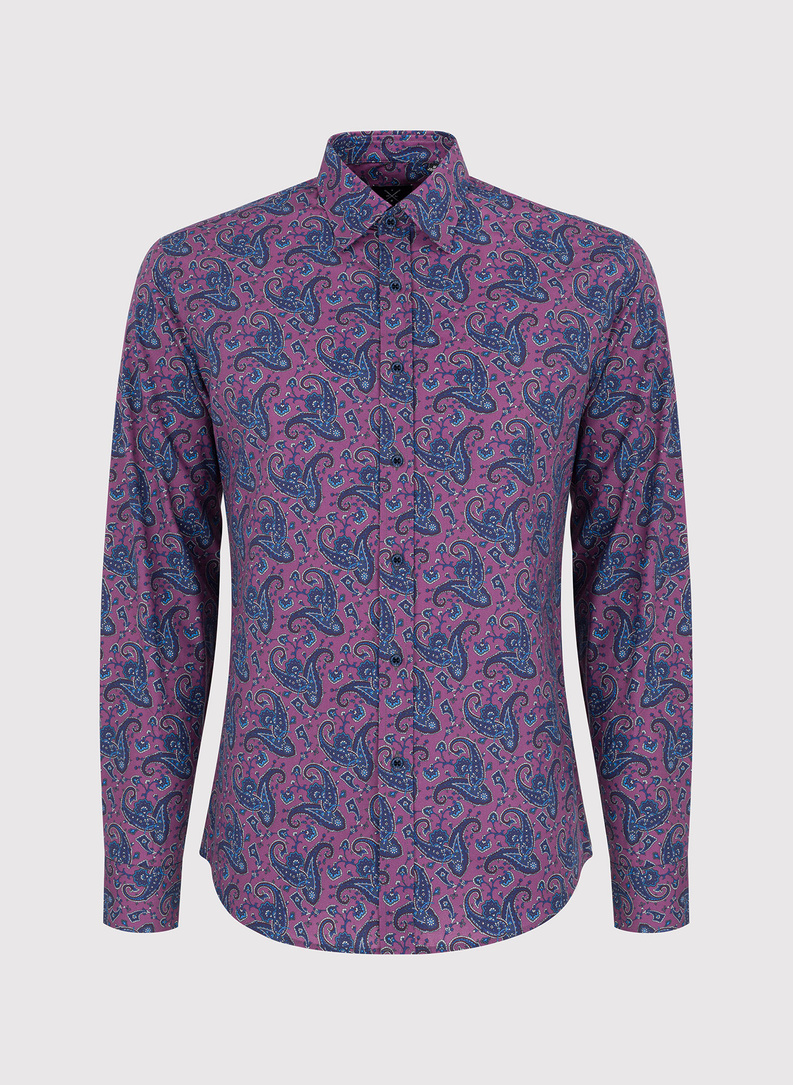 Fioletowa koszula we wzór paisley