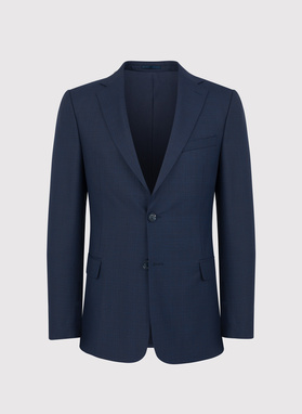 Granatowa marynarka garniturowa w subtelną kratę