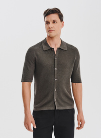 Zielone swetrowe polo z lnem