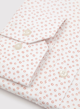 Biała koszula męska w pomarańczowy mikrowzór