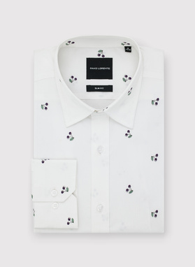 Biała koszula męska w wiśnie