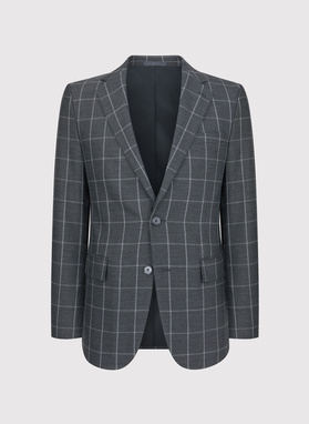 Casualowa szara marynarka w jasną kratę