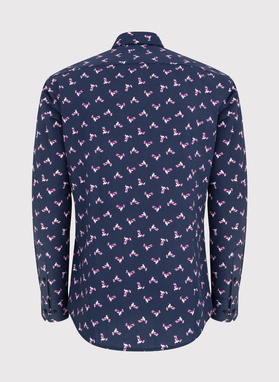 Granatowa koszula w kolibry