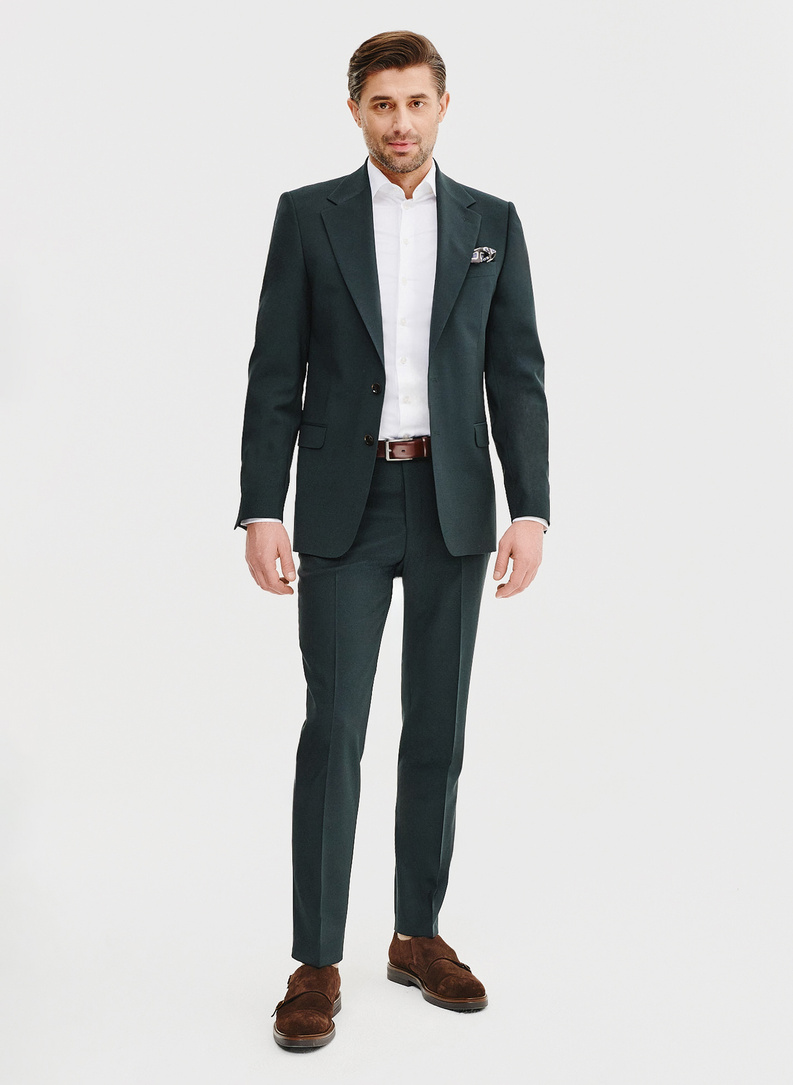 Wełniana marynarka garniturowa w kolorze zielonym