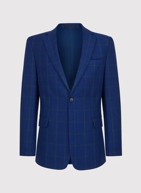 Granatowa casualowa marynarka męska w zieloną kratę